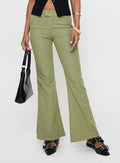 side view of model wearing Princess Polly Jinxed Pant Green Stripe 