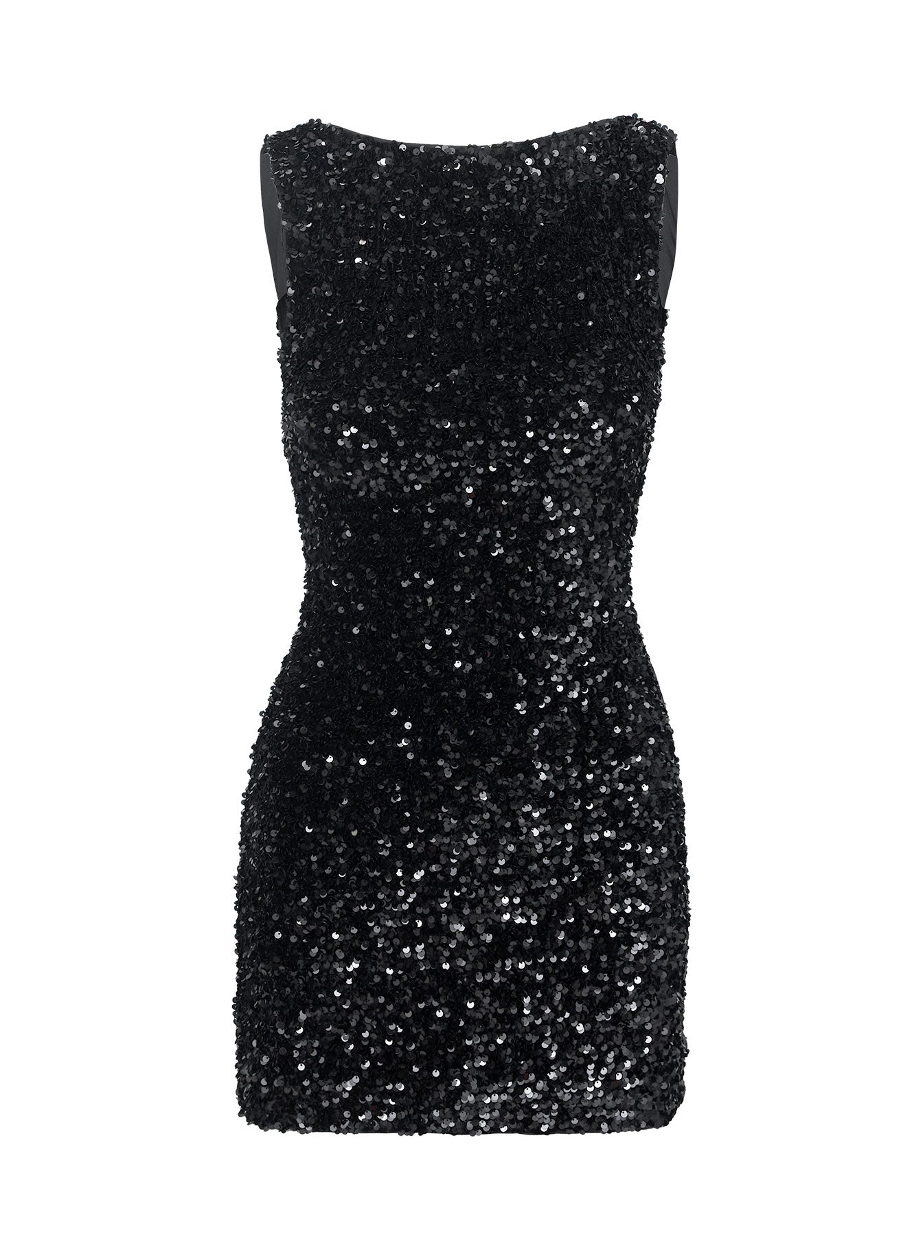 product Princess Polly Cinematic Sequin Backless Mini Dress Black Boat Neck